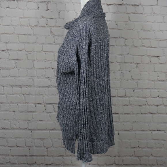 Free People Blue Heather Mock Neck Hi Low Sweater - Picture 6 of 9